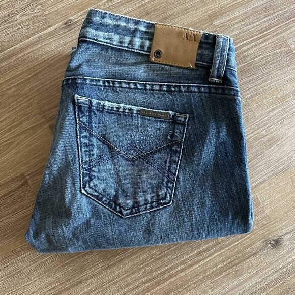 Armani Exchange Jeans Womans Size 4 Low Rise Straight Leg Distressed Denim - Picture 2 of 13